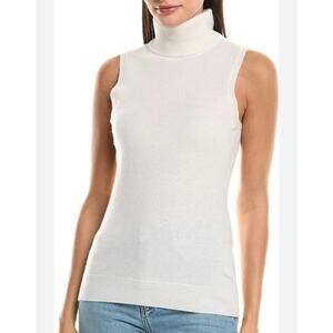 in Cashmere women’s 100% Cashmere turtleneck tank sweater L whisper white New